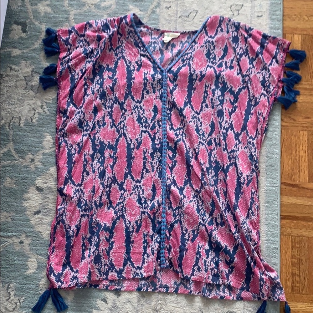 Snake print pink and blue cover up
